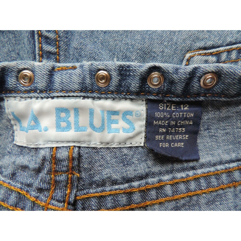 L.A. Blues Rhinestone Accented Denim Shorts Size 12 ( 33"W, 4"I, 11"R ) - Picture 3 of 4